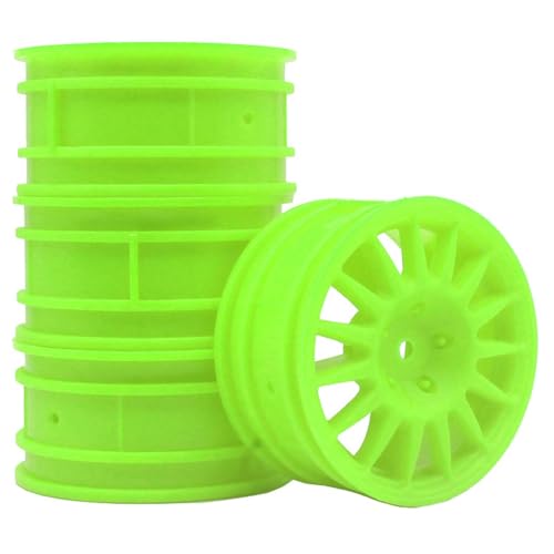 KEEDA 52mm Nylon RC-Felgen 12mm Sechskant Räder für HSP/HPI/Tamiya/Kyosho 1/10 On-Road Tourenwagen, Renn- & Driftfahrzeuge (+6mm ET, Stil E, Grün) von KEEDA