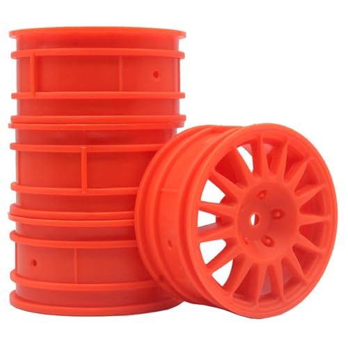 KEEDA 52mm Nylon RC-Felgen 12mm Sechskant Räder für HSP/HPI/Tamiya/Kyosho 1/10 On-Road Tourenwagen, Renn- & Driftfahrzeuge (+6mm ET, Stil E, Rot) von KEEDA