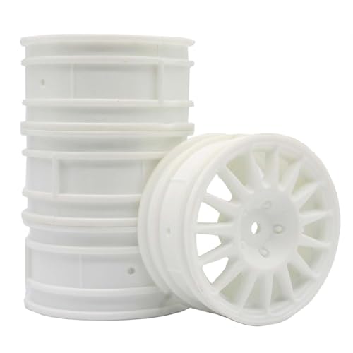 KEEDA 52mm Nylon RC-Felgen 12mm Sechskant Räder für HSP/HPI/Tamiya/Kyosho 1/10 On-Road Tourenwagen, Renn- & Driftfahrzeuge (+6mm ET, Stil E, Weiß) von KEEDA