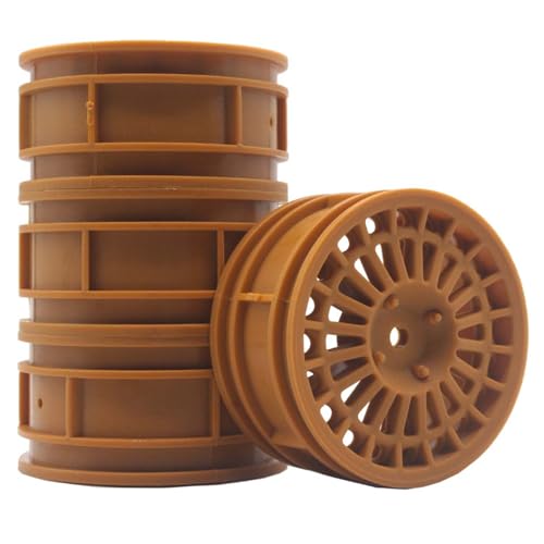 KEEDA 52mm Nylon RC-Felgen 12mm Sechskant Räder für HSP/HPI/Tamiya/Kyosho 1/10 On-Road Tourenwagen, Renn- & Driftfahrzeuge (+7mm ET, Stil D, Braun) von KEEDA