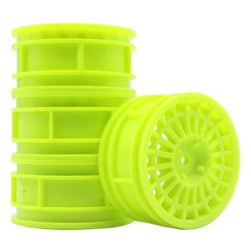 KEEDA 52mm Nylon RC-Felgen 12mm Sechskant Räder für HSP/HPI/Tamiya/Kyosho 1/10 On-Road Tourenwagen, Renn- & Driftfahrzeuge (+7mm ET, Stil D, Grün) von KEEDA