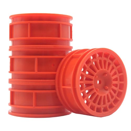 KEEDA 52mm Nylon RC-Felgen 12mm Sechskant Räder für HSP/HPI/Tamiya/Kyosho 1/10 On-Road Tourenwagen, Renn- & Driftfahrzeuge (+7mm ET, Stil D, Rot) von KEEDA