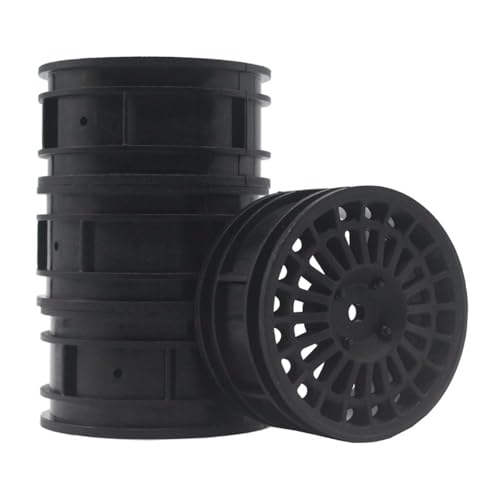 KEEDA 52mm Nylon RC-Felgen 12mm Sechskant Räder für HSP/HPI/Tamiya/Kyosho 1/10 On-Road Tourenwagen, Renn- & Driftfahrzeuge (+7mm ET, Stil D, Schwarz) von KEEDA