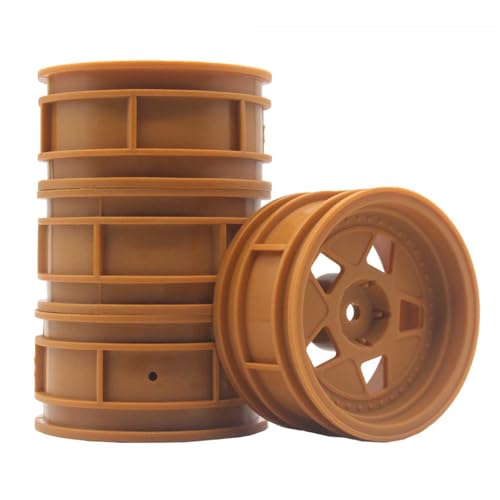 KEEDA 52mm Nylon RC-Felgen 12mm Sechskant Räder für HSP/HPI/Tamiya/Kyosho 1/10 On-Road Tourenwagen, Renn- & Driftfahrzeuge (0mm ET, Stil A, Braun) von KEEDA
