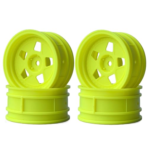KEEDA 52mm Nylon RC-Felgen 12mm Sechskant Räder für HSP/HPI/Tamiya/Kyosho 1/10 On-Road Tourenwagen, Renn- & Driftfahrzeuge (0mm ET, Stil A, Grün) von KEEDA
