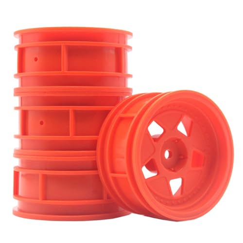 KEEDA 52mm Nylon RC-Felgen 12mm Sechskant Räder für HSP/HPI/Tamiya/Kyosho 1/10 On-Road Tourenwagen, Renn- & Driftfahrzeuge (0mm ET, Stil A, Rot) von KEEDA