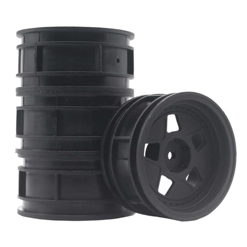 KEEDA 52mm Nylon RC-Felgen 12mm Sechskant Räder für HSP/HPI/Tamiya/Kyosho 1/10 On-Road Tourenwagen, Renn- & Driftfahrzeuge (0mm ET, Stil A, Schwarz) von KEEDA