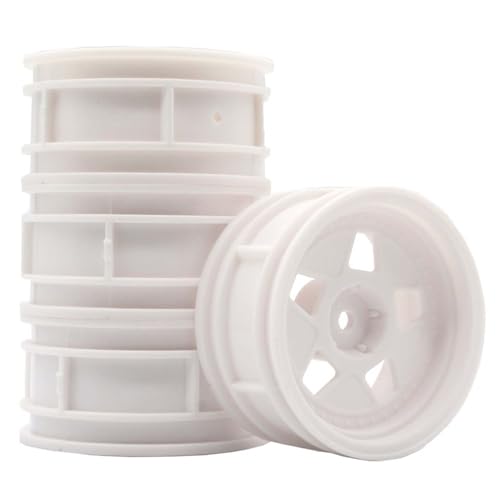 KEEDA 52mm Nylon RC-Felgen 12mm Sechskant Räder für HSP/HPI/Tamiya/Kyosho 1/10 On-Road Tourenwagen, Renn- & Driftfahrzeuge (0mm ET, Stil A, Weiß) von KEEDA
