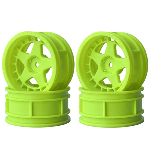 KEEDA 52mm Nylon RC-Felgen 12mm Sechskant Räder für HSP/HPI/Tamiya/Kyosho 1/10 On-Road Tourenwagen, Renn- & Driftfahrzeuge (0mm ET, Stil F, Grün) von KEEDA