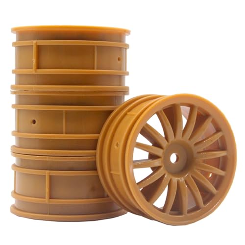 KEEDA 52mm Nylon RC-Felgen 12mm Sechskant Räder für HSP/HPI/Tamiya/Kyosho 1/10 On-Road Tourenwagen, Renn- & Driftfahrzeuge (6mm ET, Stil G, Braun) von KEEDA