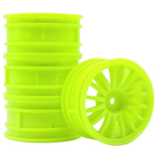 KEEDA 52mm Nylon RC-Felgen 12mm Sechskant Räder für HSP/HPI/Tamiya/Kyosho 1/10 On-Road Tourenwagen, Renn- & Driftfahrzeuge (6mm ET, Stil G, Grün) von KEEDA