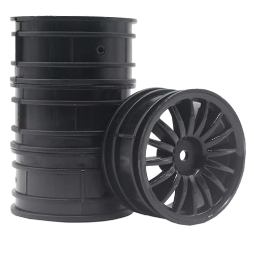 KEEDA 52mm Nylon RC-Felgen 12mm Sechskant Räder für HSP/HPI/Tamiya/Kyosho 1/10 On-Road Tourenwagen, Renn- & Driftfahrzeuge (6mm ET, Stil G, Schwarz) von KEEDA