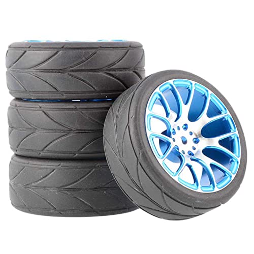 KEEDA 62 mm Reifen und Metallräder Felgen für 1/10 RC On Road Drift Tourenwagen Traxxas HSP HPI Tamiya Teile (7Y Rad, Blau) von KEEDA