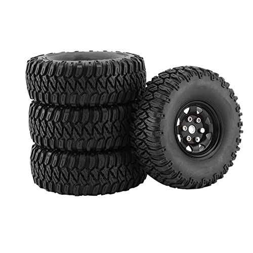 KEEDA 95mm RC Reifen und Metall 1,55 Zoll Beadlock Räder Felgen für 1/10 RC Crawler Auto D90 Pajero TF2 Tamiya CC01 CC02 LC70 LC80 Teile (Schwarz) von KEEDA