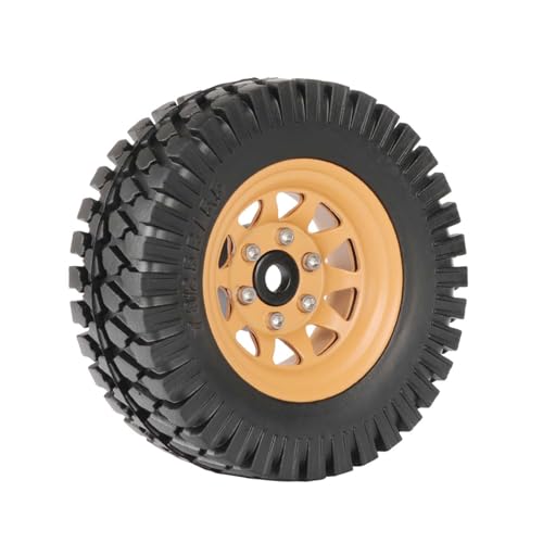 KEEDA Gummireifen 1,55 Zoll Metall-Beadlock-Felgen 12 mm Sechskant für RC-Crawler-Car Tamiya CC01 LC70 JIMNY Axial AX90069 Teile (10-Speichen, Gelb) von KEEDA