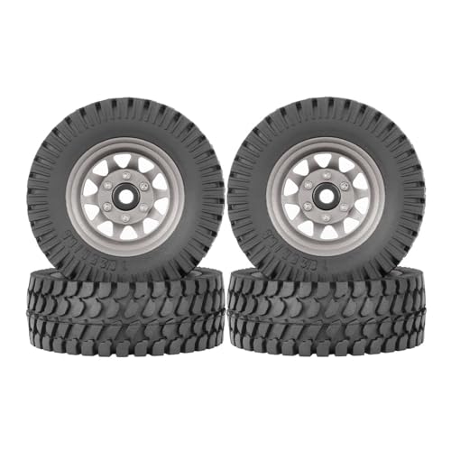 KEEDA Gummireifen 1,55 Zoll Metall-Beadlock-Felgen 12 mm Sechskant für RC-Crawler-Car Tamiya CC01 LC70 JIMNY Axial AX90069 Teile (10-Speichen, Grau) von KEEDA