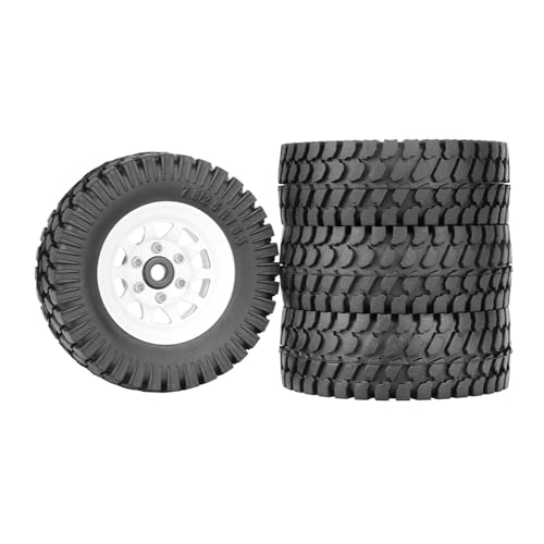KEEDA Gummireifen 1,55 Zoll Metall-Beadlock-Felgen 12 mm Sechskant für RC-Crawler-Car Tamiya CC01 LC70 JIMNY Axial AX90069 Teile (10-Speichen, Weiß) von KEEDA