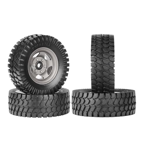 KEEDA Gummireifen 1,55 Zoll Metall-Beadlock-Felgen 12 mm Sechskant für RC-Crawler-Car Tamiya CC01 LC70 JIMNY Axial AX90069 Teile (5-Speichen, Grau) von KEEDA