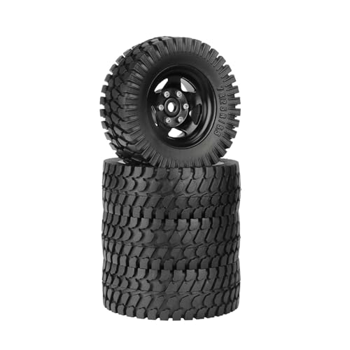 KEEDA Gummireifen 1,55 Zoll Metall-Beadlock-Felgen 12 mm Sechskant für RC-Crawler-Car Tamiya CC01 LC70 JIMNY Axial AX90069 Teile (5-Speichen, Schwarz) von KEEDA