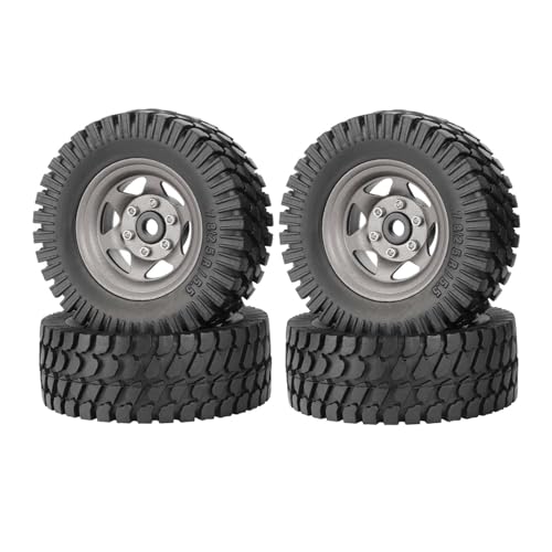 KEEDA Gummireifen 1,55 Zoll Metall-Beadlock-Felgen 12 mm Sechskant für RC-Crawler-Car Tamiya CC01 LC70 JIMNY Axial AX90069 Teile (6-Speichen, Grau) von KEEDA