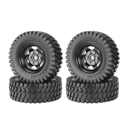 KEEDA Gummireifen 1,55 Zoll Metall-Beadlock-Felgen 12 mm Sechskant für RC-Crawler-Car Tamiya CC01 LC70 JIMNY Axial AX90069 Teile (6-Speichen, Schwarz) von KEEDA