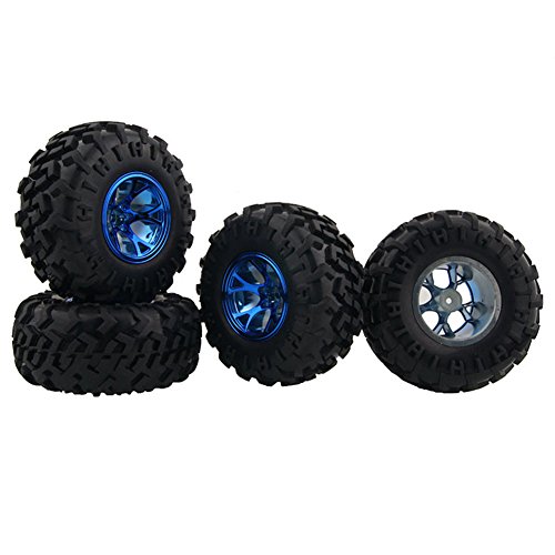 KEEDA Gummireifen und Kunststofffelge für 1/10 RC Monster Truck HSP HPI HIMOTO Tamiya Kyosho(Blau) von KEEDA