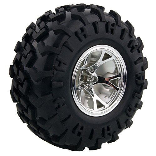 KEEDA Gummireifen und Kunststofffelge für 1/10 RC Monster Truck HSP HPI HIMOTO Tamiya Kyosho(Silber) von KEEDA