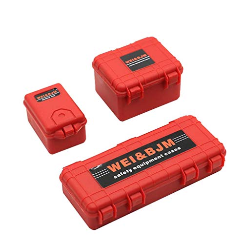 KEEDA Mini-Gepäckkoffer aus Kunststoff, Aufbewahrungsbox Werkzeugkasten, Simulations-Dekoration, Zubehör für 1:10 RC Crawler Traxxas TRX4 Axial SCX10 90046 CC01 D90 (rot) von KEEDA