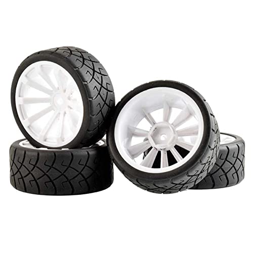 KEEDA RC 65mm Reifen und Felgen mit Schaumstoffeinlagen für 1:10 RC On-Road Car Touring Teile (Weiß, D) von KEEDA