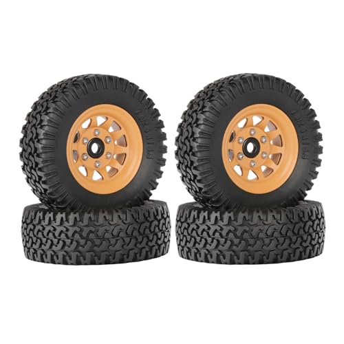 KEEDA RC 78 mm Reifen 1,55 Zoll Metall-Beadlock-Felgen für 1:10 RC Crawler Auto Tamiya CC01 CC02 LC70 MST JIMNY Axial AX90069 (10-Speichen, Gelb) von KEEDA