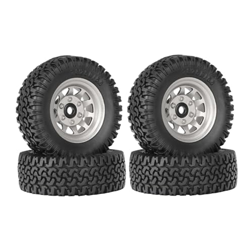 KEEDA RC 78 mm Reifen 1,55 Zoll Metall-Beadlock-Felgen für 1:10 RC Crawler Auto Tamiya CC01 CC02 LC70 MST JIMNY Axial AX90069 (10-Speichen, Silber) von KEEDA