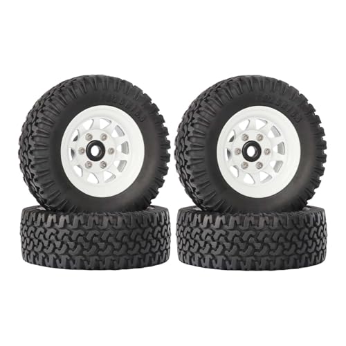 KEEDA RC 78 mm Reifen 1,55 Zoll Metall-Beadlock-Felgen für 1:10 RC Crawler Auto Tamiya CC01 CC02 LC70 MST JIMNY Axial AX90069 (10-Speichen, Weiß) von KEEDA
