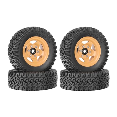 KEEDA RC 78 mm Reifen 1,55 Zoll Metall-Beadlock-Felgen für 1:10 RC Crawler Auto Tamiya CC01 CC02 LC70 MST JIMNY Axial AX90069 (5-Speichen, Gelb) von KEEDA