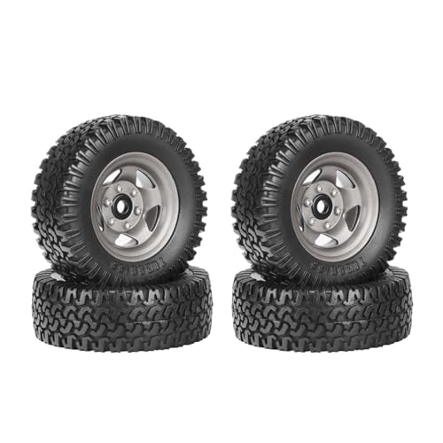 KEEDA RC 78 mm Reifen 1,55 Zoll Metall-Beadlock-Felgen für 1:10 RC Crawler Auto Tamiya CC01 CC02 LC70 MST JIMNY Axial AX90069 (5-Speichen, Grau) von KEEDA
