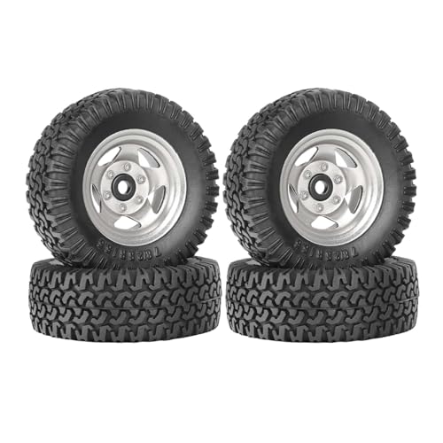 KEEDA RC 78 mm Reifen 1,55 Zoll Metall-Beadlock-Felgen für 1:10 RC Crawler Auto Tamiya CC01 CC02 LC70 MST JIMNY Axial AX90069 (5-Speichen, Silber) von KEEDA