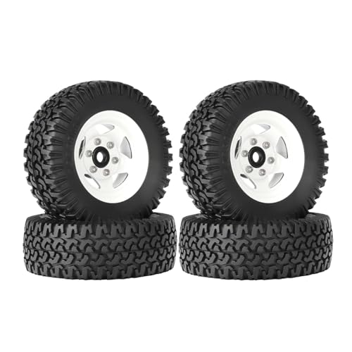 KEEDA RC 78 mm Reifen 1,55 Zoll Metall-Beadlock-Felgen für 1:10 RC Crawler Auto Tamiya CC01 CC02 LC70 MST JIMNY Axial AX90069 (5-Speichen, Weiß) von KEEDA