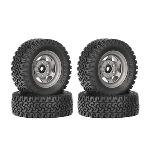 KEEDA RC 78 mm Reifen 1,55 Zoll Metall-Beadlock-Felgen für 1:10 RC Crawler Auto Tamiya CC01 CC02 LC70 MST JIMNY Axial AX90069 (6-Speichen, Grau) von KEEDA