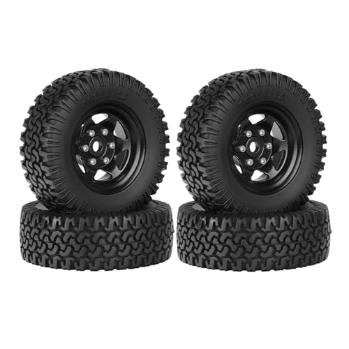 KEEDA RC 78 mm Reifen 1,55 Zoll Metall-Beadlock-Felgen für 1:10 RC Crawler Auto Tamiya CC01 CC02 LC70 MST JIMNY Axial AX90069 (6-Speichen, Schwarz) von KEEDA