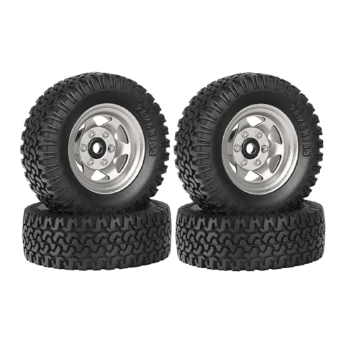 KEEDA RC 78 mm Reifen 1,55 Zoll Metall-Beadlock-Felgen für 1:10 RC Crawler Auto Tamiya CC01 CC02 LC70 MST JIMNY Axial AX90069 (6-Speichen, Silber) von KEEDA