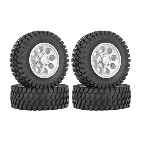 KEEDA RC 78mm Reifen und Legierung 1,55 Zoll Beadlock Räder Felgen für 1:10 RC Crawler Auto Tamiya CC01 CC02 LC70 MST JIMNY AX90069 D90 (B Silber) von KEEDA
