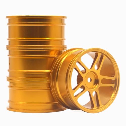 KEEDA RC Auto Aluminiumlegierung Felgen 12mm Sechskant Metall Räder Teile für 1/10 RC On Road Touring Racing Drift Car Drift Auto (Gold) von KEEDA
