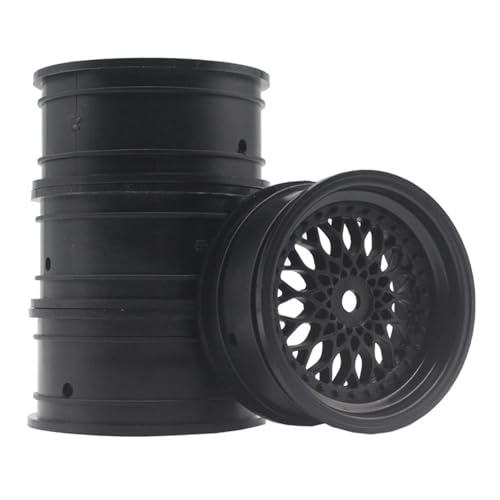 KEEDA RC Auto Durchmesser 52mm/2,05 Zoll Kunststoff Felgen 12mm Sechskant Räder für 1/10 RC On Road Touring Racing Drift Car (Einpresstiefe 9mm, Schwarz) von KEEDA