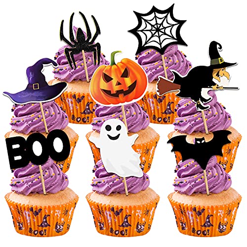 KEELYY Halloween Cupcake Toppers, 48 Stück Halloween Picks Kuchenaufsätze für Halloween Party Kuchen Muffin Käseplatte Vorspeisen Dekor, Kürbis Fledermaus Schädel Geist Spinne KEELYY Halloween Cupcake Toppers, 48 Stück Halloween Picks Kuchenaufsätze für Halloween Party Kuchen Muffin Käseplatte Vorspeisen Dekor, Kürbis Fledermaus Schädel Geist Spinne von KEELYY