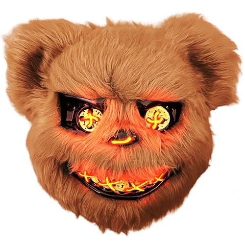 Halloween Maske LED Horror Bärenmaske, Grusel Maske für Erwachsene Kinder, Blutige Bären Maske Gruselig Plüsch Teddybär Kopfmaske für Halloween Kostüm Festival Party Karneval Cosplay Halloween Maske LED Horror Bärenmaske, Grusel Maske für Erwachsene Kinder, Blutige Bären Maske Gruselig Plüsch Teddybär Kopfmaske für Halloween Kostüm Festival Party Karneval Cosplay von KEELYY