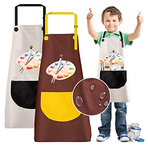 KEELYY 2 Stück Schürze Kinder Wasserdicht mit Taschen, Kochschürze Kinder Malschürze Jungen Mädchen, Verstellbare Schürzen für Malen Basteln Backen Kochen, 7-12 Jahre KEELYY 2 Stück Schürze Kinder Wasserdicht mit Taschen, Kochschürze Kinder Malschürze Jungen Mädchen, Verstellbare Schürzen für Malen Basteln Backen Kochen, 7-12 Jahre von KEELYY