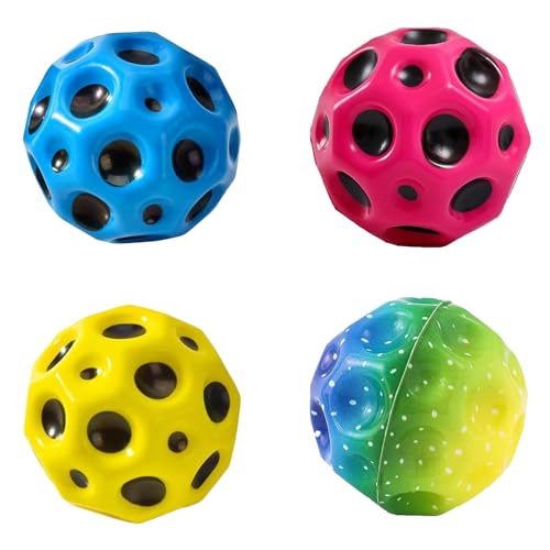 KEELYY 4 Stück Space Moon Ball, Astro Jump Ball, Hohe Sprünge Gummiball Lightweight Springen Ball EIN Knallendes Geräusch Machen Hüpfbälle Bouncy Ball, Interaktives Spielzeug zum Stressabbau von KEELYY