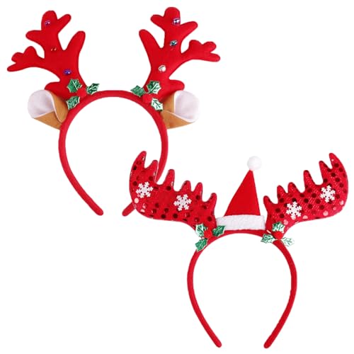 KEELYY Haarreif Weihnachten, 2 Stück Rentier/Elch Geweih Haarreif Weihnachts Stirnbander Rot, Weihnachts Haarschmuck, perfekte Weihnachten Accessoire für Erwachsene & Kinder KEELYY Haarreif Weihnachten, 2 Stück Rentier/Elch Geweih Haarreif Weihnachts Stirnbander Rot, Weihnachts Haarschmuck, perfekte Weihnachten Accessoire für Erwachsene & Kinder von KEELYY