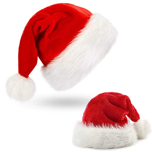 KEELYY Weihnachtsmütze Kinder Nikolausmütze mit Dicker Plüsch Santa Nikolaus Mütze Rot Weihnachtszubehör für Weihnachtsfeier von KEELYY