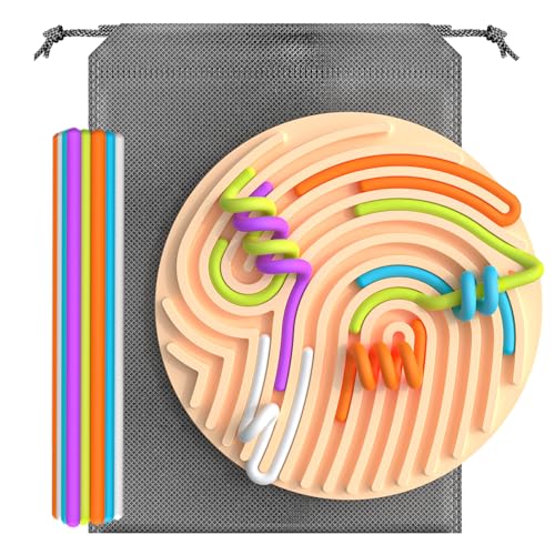 KEEPAQ Sensory Fidget Spiel Toys für Kinder, Sensorisches Spielzeug für Autismus Teenager, Silikon Sensorik Activity Board mit Schnüren für Beruhigung, Stress Angst Entlastung, Autismus und ADHD von KEEPAQ