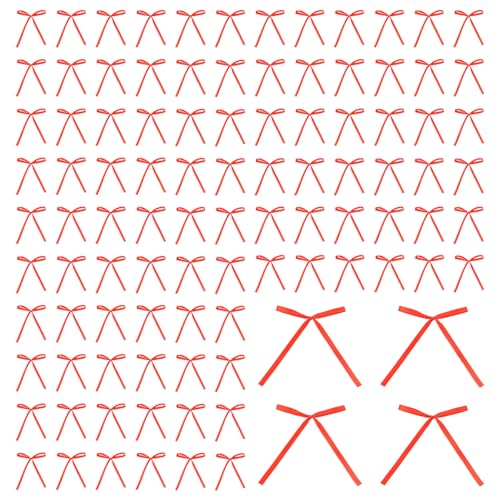 100 Stück Tortendeko Schleife 8x13cm Torten Deko Schleife Rosa Polyester Tortenaufleger Schleife Tortendeko Schleifenband für Geburtstage Babypartys Valentinstag Hochzeitsdekoration (Rot) von KEGAJEGA